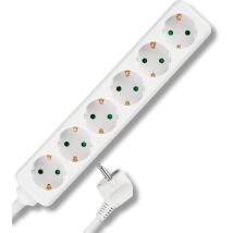 0512392555 Multipresa A 6 Prese, Cavo 5 M, Massimo 3500 W, Bianco, 5m - Rev