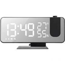 Decdeal - Réveil à projection miroir réveil compteur de température et d'humidité radio chargement de téléphone portable fonction quatre en un