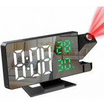 Réveil à projection pour chambre à coucher, grande horloge numérique avec projecteur à 180°, 12/24H, port de charge usb, affichage de la température