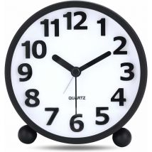 Famille - gabrielle Reveil Analogique Silencieux,Métal Noir Gros Chiffres 3D,Horloge de Table sans Tic-tac avec la Lumière de Nuit Réveil De Chevet