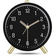 Réveil classique réveil silencieux blanc laiteux avec lumière, horloge de table décorative simple et moderne de chambre à coucher 11 cm