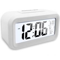 Réveil Digital à Piles Grand Ecran,Alarm Réveil LED avec Fonction Snooze,Horloge numérique Pile Portable avec Afficher Température,Date,pour Chambre,