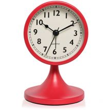 Tuserxln - Réveil en métal rétro classique, réveil silencieux sans tic-tac avec veilleuse et fonction snooze