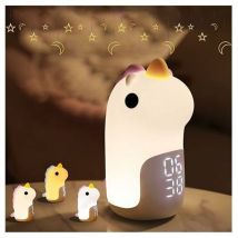 Tigrezy - Réveil Enfant Lumineux 3 Couleurs Veilleuses Jour/Nuit Rechargeable, led Réveil Numérique avec Jolie Forme de Licorne pour Fille Garçons