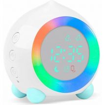 Réveil Enfant Lumineux led Numerique Lampe Réveil Veilleuse Fille Garcons Jour Nuit Enfant Volume Réglable Snooze Réveil en usb Charge(Blanc)