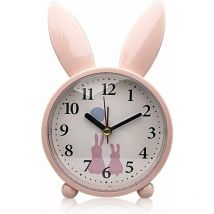 Réveil enfant, réveil, réveil lapin, réveil analogique classique, réveil, sans tic-tac, réveil lapin, réveil enfant (rose)