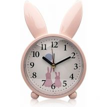 Réveil enfant, réveil, réveil lapin, réveil analogique classique, réveil, sans tic-tac, réveil lapin, réveil enfant (rose)
