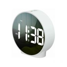 Lauwexe - Réveil Lumineux avec Affiche la Semaine, Fonction Snooze, 4 Luminosité Réglable, 2 Alarmes, Horloge Digitale à Piles pour Enfant,