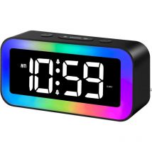 Réveil Matin Numérique Enfant, Ado Lumineux avec Veilleuse 7 Couleurs, LED Horloge Digitale, avec 2 Modes d'Alarme, Luminosité Réglable, Snooze,