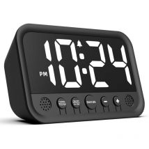 Réveil Numérique avec Grands Chiffres, Horloge Numérique avec écran LED, Luminosité et Volume Réglables, Snooze, 12/24HR, Horloge Numérique