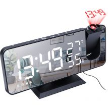 Reveil numerique de Miroir led , Radio-reveil electronique de bureau reveil usb , Projecteur radio fm , mode de gradation