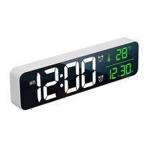 Feiyue - Réveil numérique, horloge murale, réveil matinal, miroir numérique à led, grand écran, horloge usb avec date et température