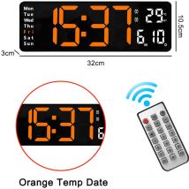 Réveil numérique mural 38x13cm avec Télécommande Horloge grand écran LED 16'', compte à rebours, réveil avec jour/date/température pour salle de