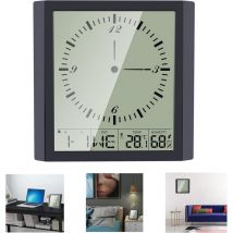 Réveil numérique pour chambre à coucher 22.4 cm LED Horloge murale analogique silencieuse sans tic-tac avec fonction snooze, humidité, température,