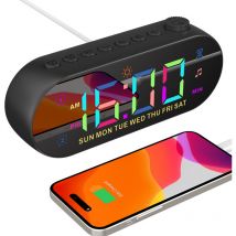 Longziming - Réveil numérique pour Chambres à Coucher, Réveil lumineux, Reveil a Piles led en Couleur avec Fonction de Snooze, Radio FM,8 Sonneries,