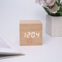 Basetbl - Réveil Numérique, Réveil Matin led Horloge Digitale avec Affichage Date, Température, 3 Alarmes, 4 Niveaux de Luminosité, Horloge Numérique