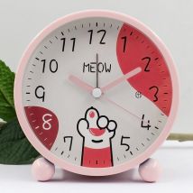 Feiyue - Réveil pour enfants sans tic-tac Réveil d'apprentissage Réveil à quartz Rose