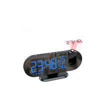 Feiyue - Réveil projecteur avec radio - Horloge numérique - Radio-réveil usb avec double alarme et écran miroir led - Rotatif à 180°