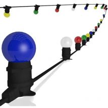 Rêvenergie Guirlande guinguette extErieure lumineuse led 20 ampoules B22 Multicolore 10m