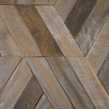 Wanda Collection - Revestimiento de pared de teca reciclada patinada hexagonal placas 28x24 cm