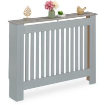 Relaxdays Cubre Radiador, Diseño a Listones, 83 x 112 x 19 cm, para Calefactores Antiguos, Cubreradiador, MDF, Gris