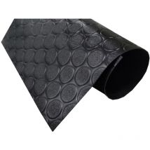 Comercial Candela - Sol pvc 100% Caoutchouc Sol Protection Design Boutons Noir Epaisseur 1MM 140X300CM