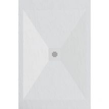 Mineralguss-duschwanne Extra Flach Dexa Schieferoptik Weiß 90x150 Cm Auslaufschutz In Farbe