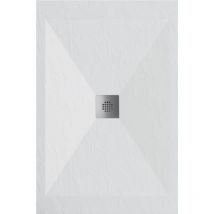 Extra flache Duschwanne dexa in Schieferoptik Weiß 70x90 cm