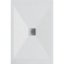 Extra flache Duschwanne dexa in Schieferoptik Weiß 80x80 cm