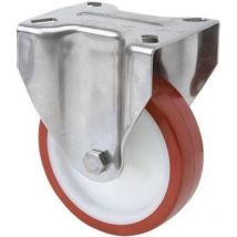 Alex - rueda fija inox.17zvli100-pol poliamix blanco-poliur.marron eje liso