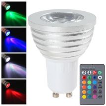 Trade Shop - spotlight rgb lampe GU10 multicolour 3W led fernbedienung chromotherapie -