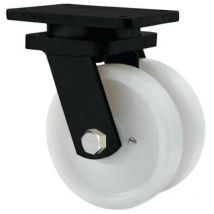 Alex - rueda giratora placa 10hlg250-ftb nylon blanco extrafuerte (doble) eje bolas