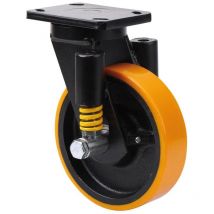 rueda giratora placa 10hlse250-hub suspension hierro-poliur.naranja eje bolas