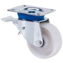 Alex - rueda giratora placa freno 10tvfd125-tn nylon blanco eje liso