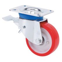 Rueda giratora placa freno 10tvfd150-pob nylon blanco-poliur.rojo eje bolas