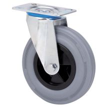 Ruedas Alex - rueda giratora placa 10zv160-psn poliamix-goma gris eje liso