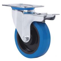rueda giratora placa freno 10zvfd200-pgmr poliamix-goma azul eje rodillos