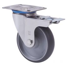 Ruedas Alex - rueda giratora placa fr.inox.10zvlifd80-pgzn poliamix-goma gris inyect.liso