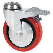 Rueda giratora agujero m10 freno 20bhafd125cp-ppia poliamix-poliur.rojo liso