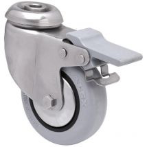 Ruedas Alex - rueda giratora agujero m10 freno inox.20bhifd80cp-pgi poliamix-goma gris liso
