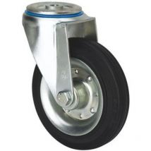 rueda giratora agujero m12 20zv160-bsr metalico-goma negra eje rodillos