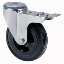 Ruedas Alex - rueda giratora agujero m12 freno 20zvfd100-psn poliamix-goma negra eje liso