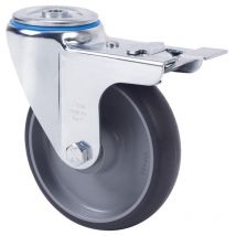 Rueda giratora agujer.m10 freno 20zvlfd80-pgzn poliamix-goma gris inyect.liso