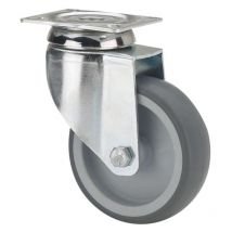 Ruedas Alex - rueda giratora placa 301-125-1 poliamix-goma gris eje liso