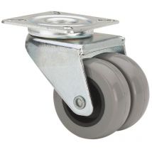 Rueda giratora placa 411-050-1 poliamida gris (doble) eje liso