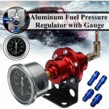 Lucky-88 - Régulateur de pression de carburant en aluminium réglable universel rouge avec kit de jauge (rouge, rouge)