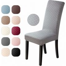 Rhafayre - Chair Cover Spandex Cover Jacquard Pattern Universal Dining Slipcover Slipcover, Very Easy to Clean and Durable (Light Grey, Set of 4)