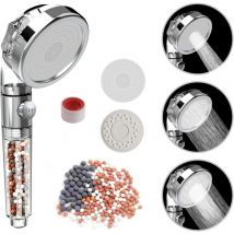 Rhafayre - Filtering Hand Shower Head with Water Stop Function, Water Saving Anti Limescale Shower Head, Filtering Hand Shower with Replaceable