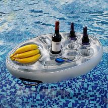 Rhafayre - Inflatable Pool Drink Holder Floating Pool Bar with 8 Holes, Inflatable Drink Holder Portable Floating Pool Bar, Pool & Spa Floating Tray
