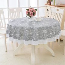 Rhafayre - 180cm Round pvc Oilcloth Tablecloth, with Floral and Lace Pattern, Waterproof Stain Resistant Round Tablecloth Table Cloth for Dining